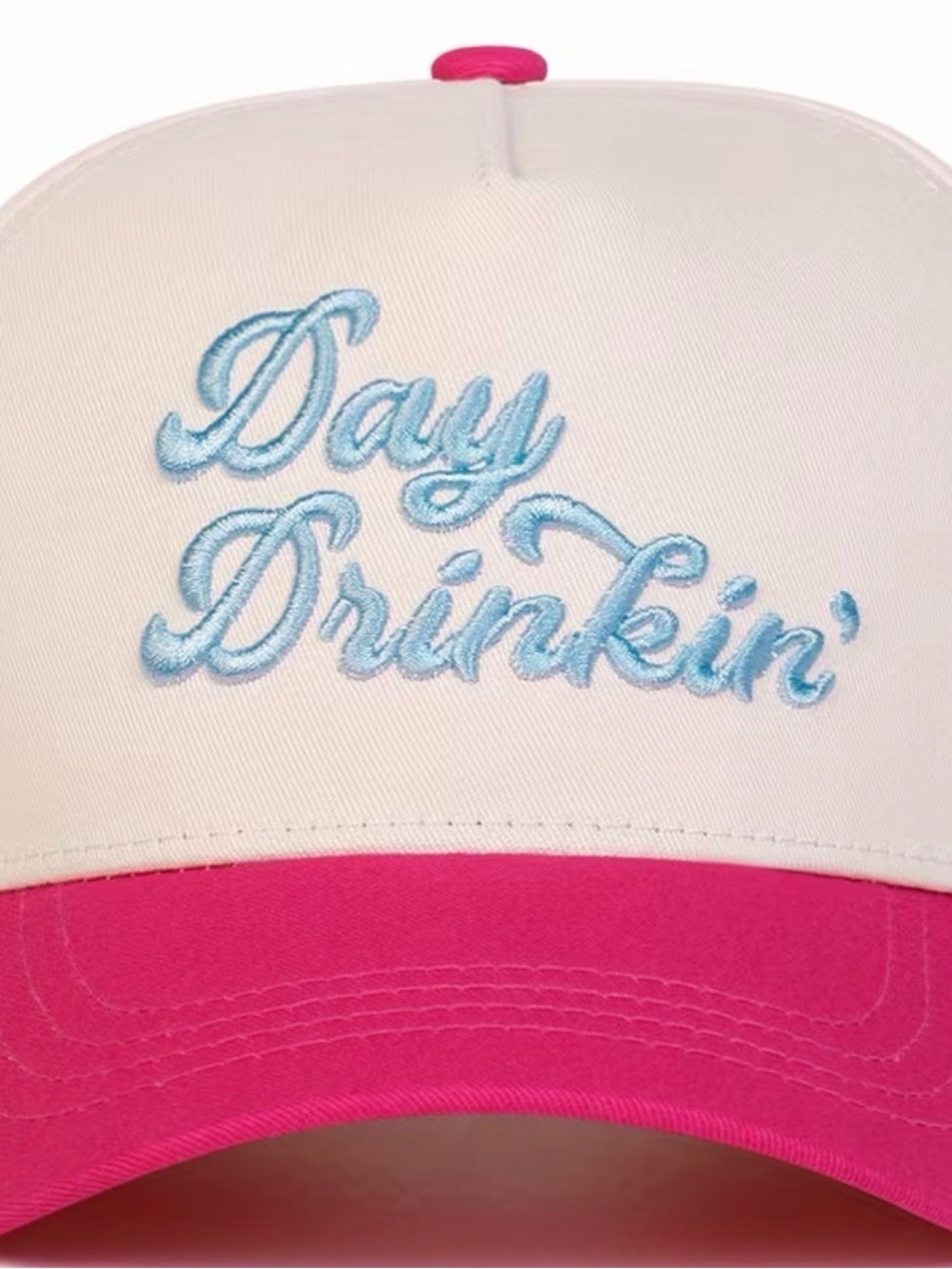'Day Drinkin'' Embroidered Two-Tone Trucker Hat—- boutique hat